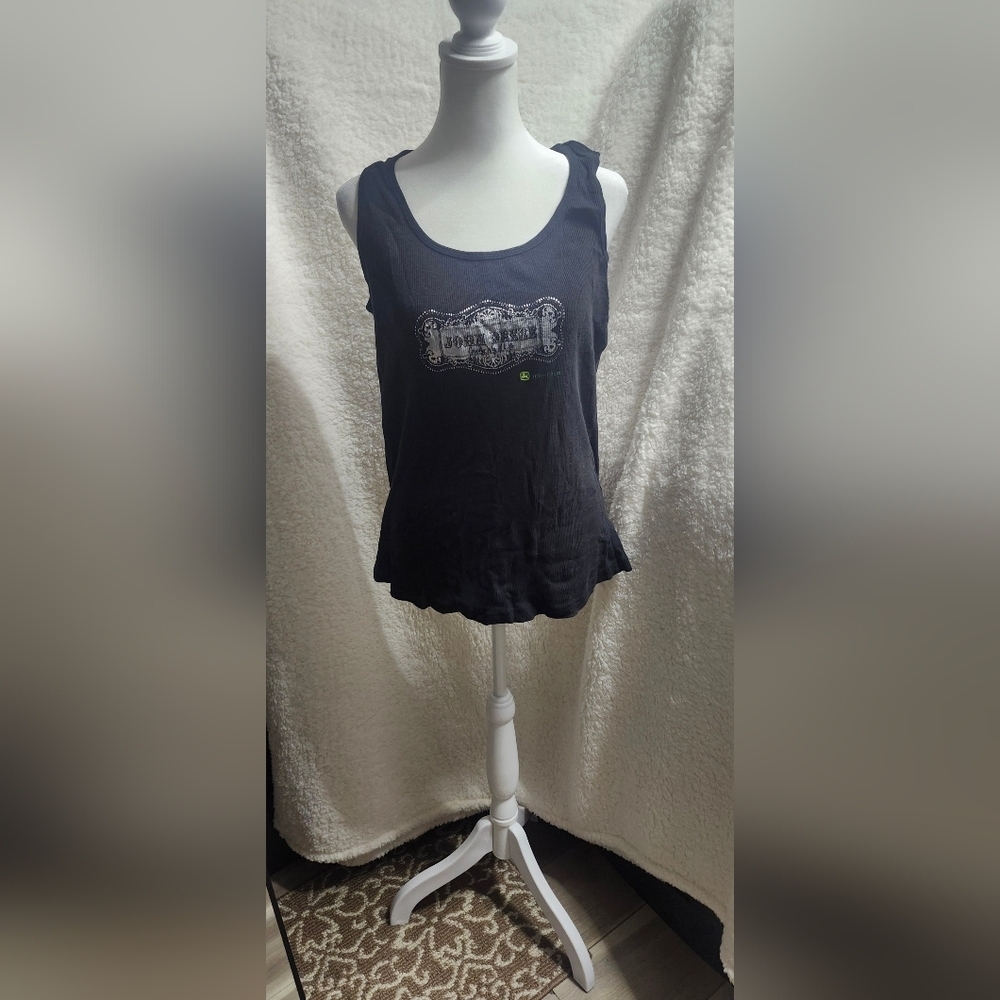John Deere Grey/Black Tank Top with Gray Graphic Size XXL
